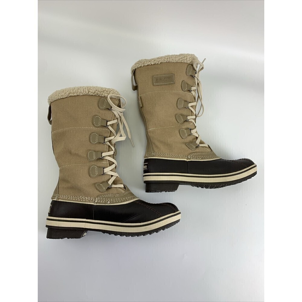 BOGO LL Bean Rangeley Insulated Pac Boots Tan Canvas Lace Up Waterproof 502965 6 - Picture 7 of 13